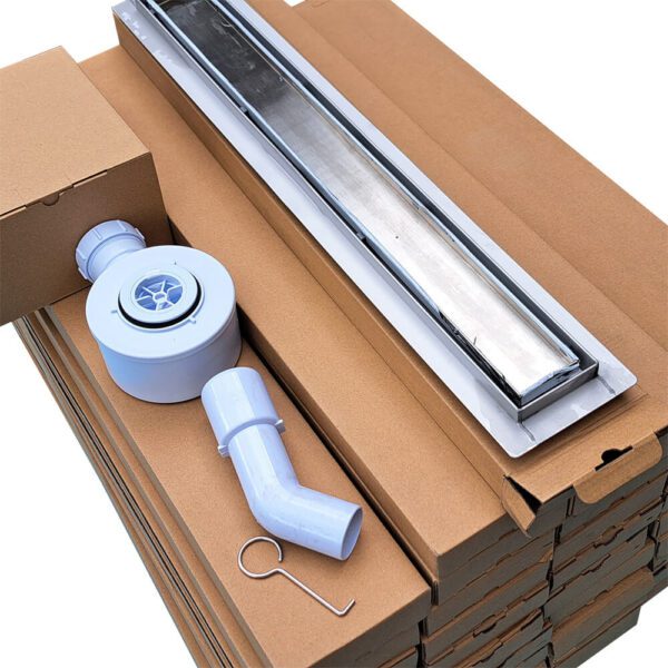 Stainless Steel Linear Tile Into Shower Drain with Fast-Flow Kit